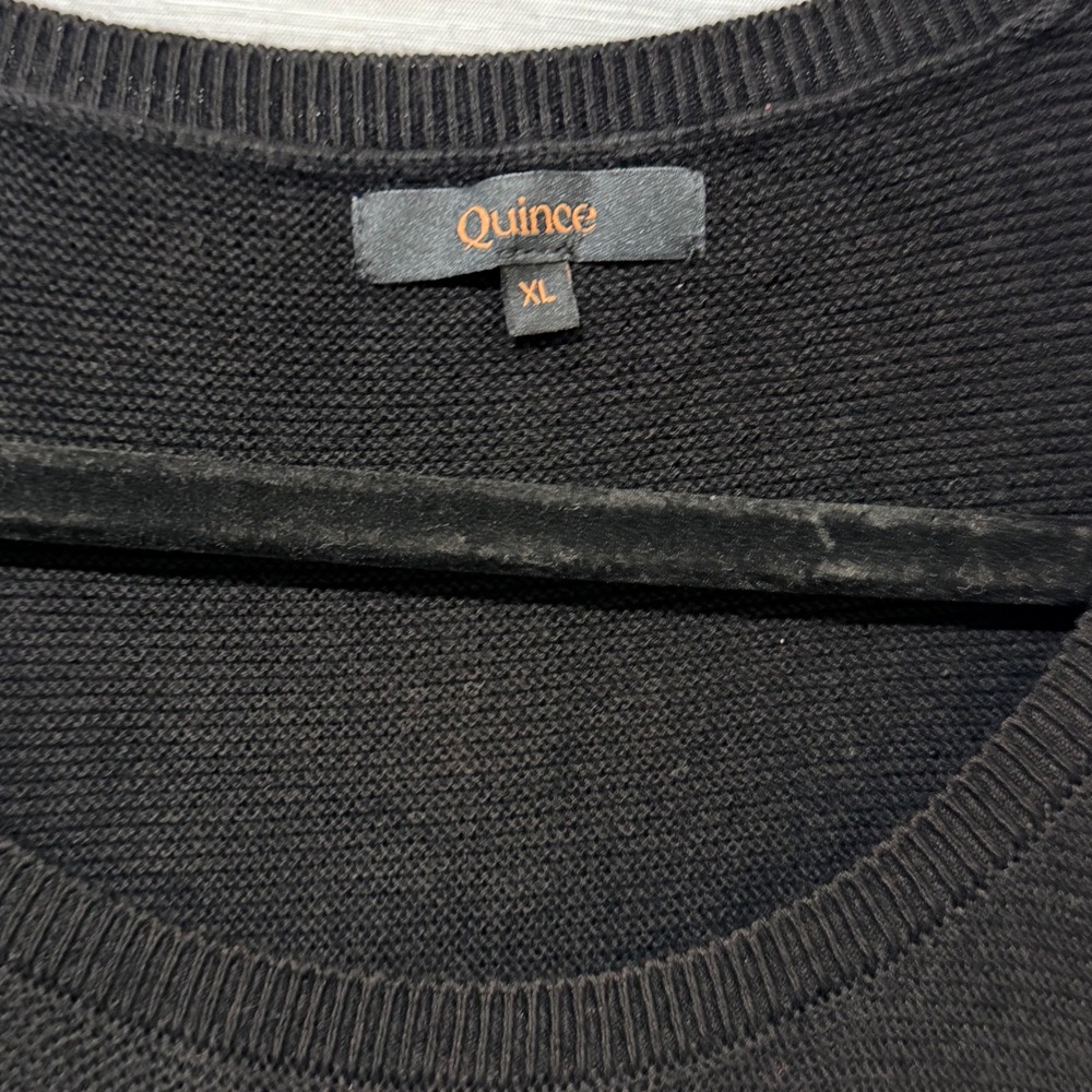 Quince Black Cotton Cashmere Link-Stitch Dolman Sweater XL Short Sleeve Scoop - Picture 6 of 9